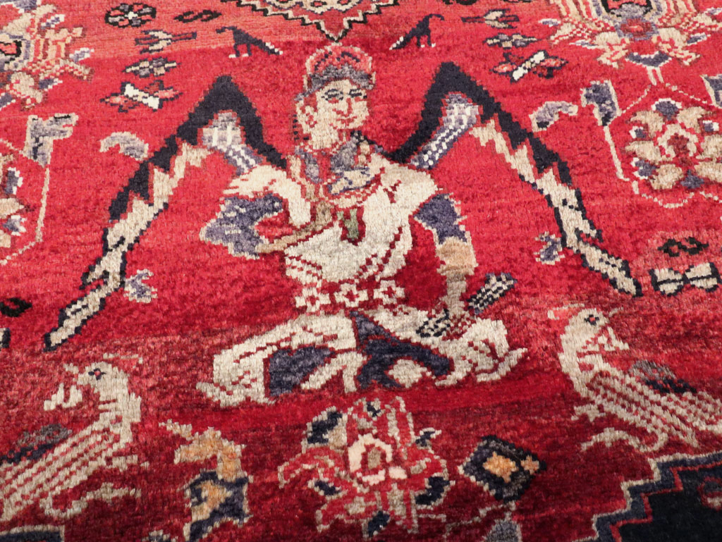 Vintage Persian Hamadan Pictorial Rug, No.27102 - Galerie Shabab
