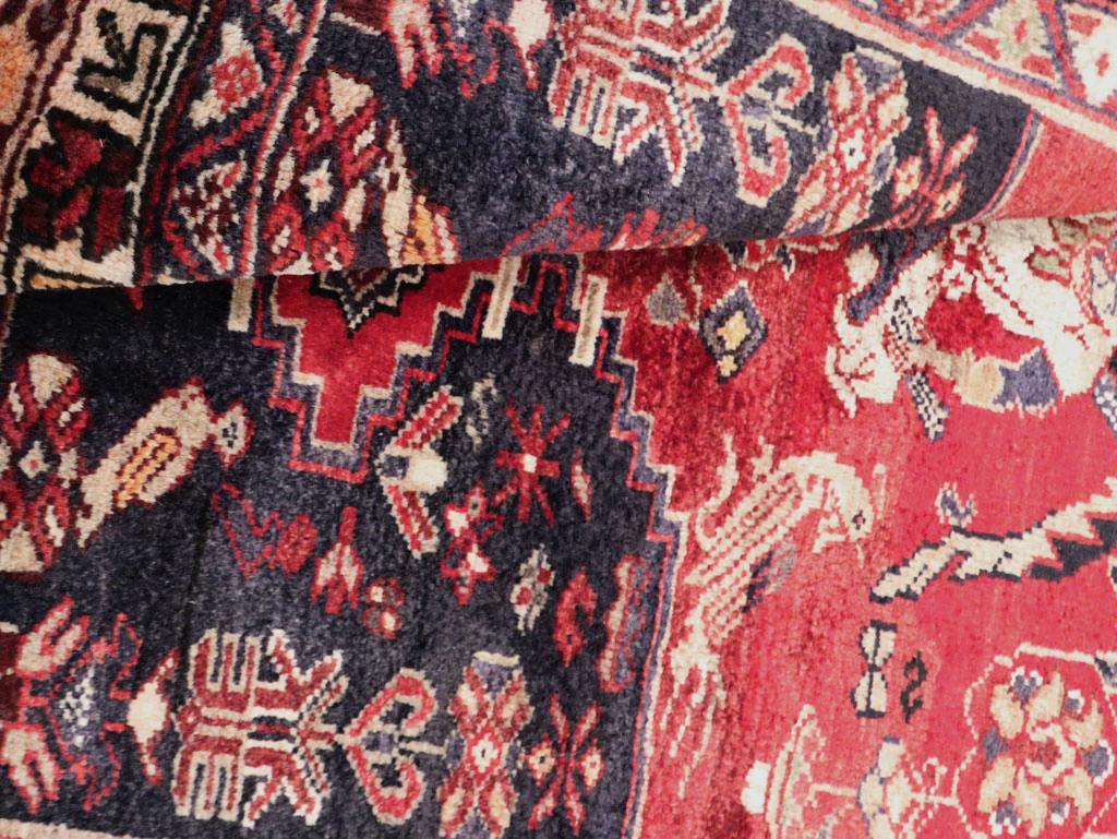 Vintage Persian Hamadan Pictorial Rug, No.27102 - Galerie Shabab