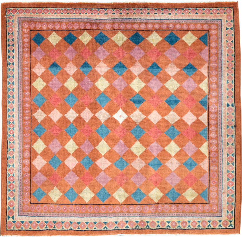 Vintage Persian Mahal Square Throw Rug, No.27104 - Galerie Shabab