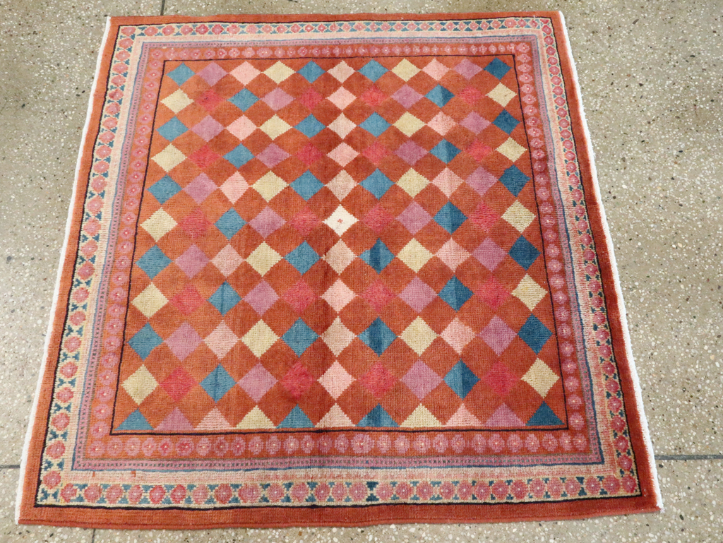 Vintage Persian Mahal Square Throw Rug, No.27104 - Galerie Shabab