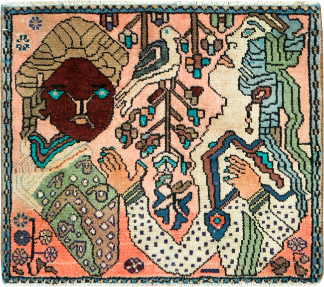 Vintage Persian Mahal Pictorial Rug, No.27114 - Galerie Shabab