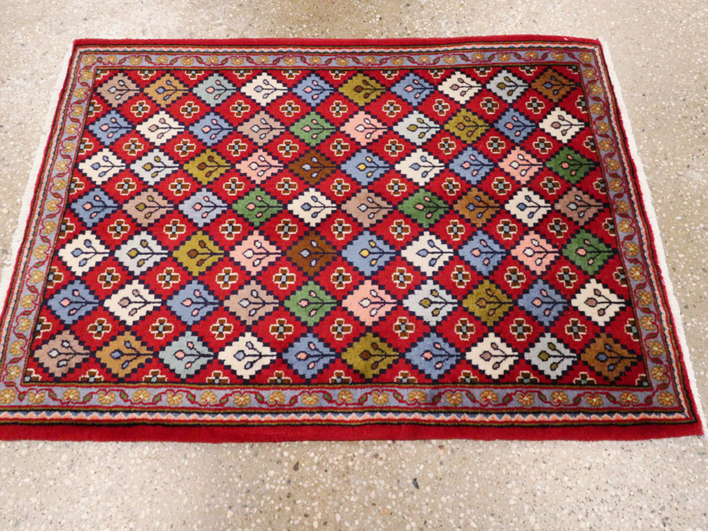 Vintage Persian Kashan Throw Rug (Pair: 2 of 2), No.27116 - Galerie Shabab