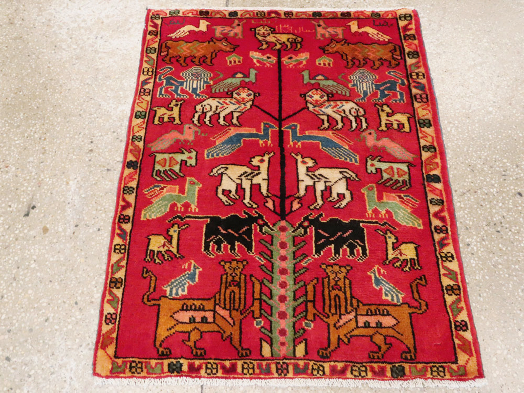 Vintage Persian Pictorial Hamadan Rug, No.27117 - Galerie Shabab