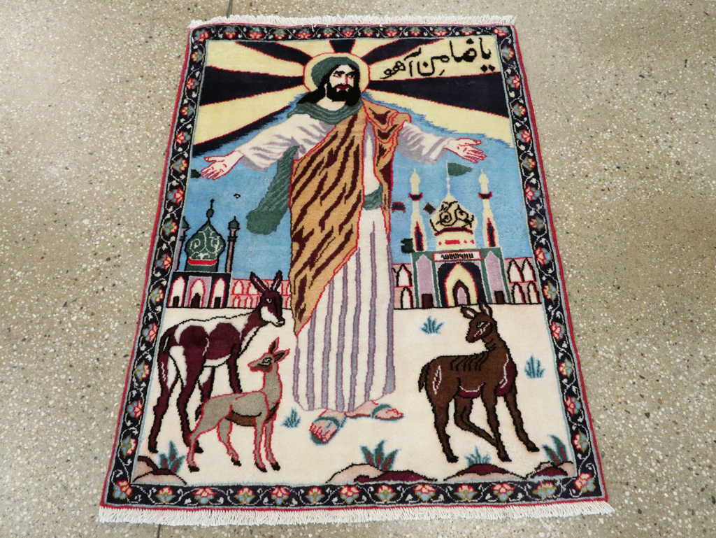 Vintage Persian Tabriz Pictorial Rug, No.27122 - Galerie Shabab