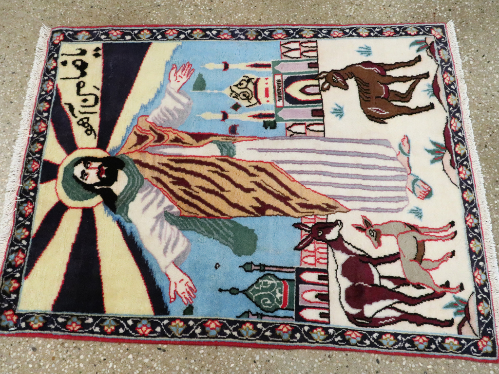 Vintage Persian Tabriz Pictorial Rug, No.27122 - Galerie Shabab
