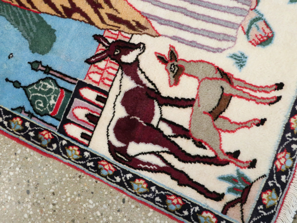 Vintage Persian Tabriz Pictorial Rug, No.27122 - Galerie Shabab