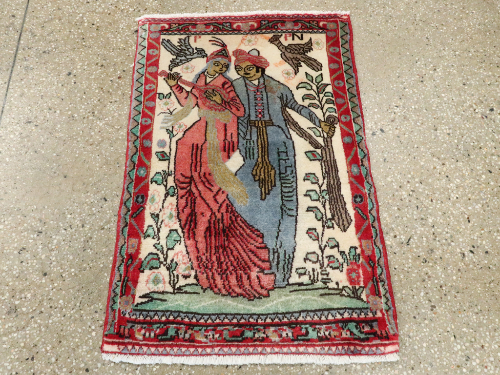 Vintage Persian Hamadan Pictorial Rug, No.27123 - Galerie Shabab