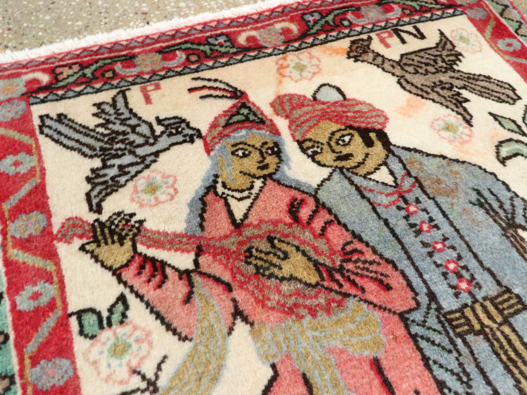 Vintage Persian Hamadan Pictorial Rug, No.27123 - Galerie Shabab