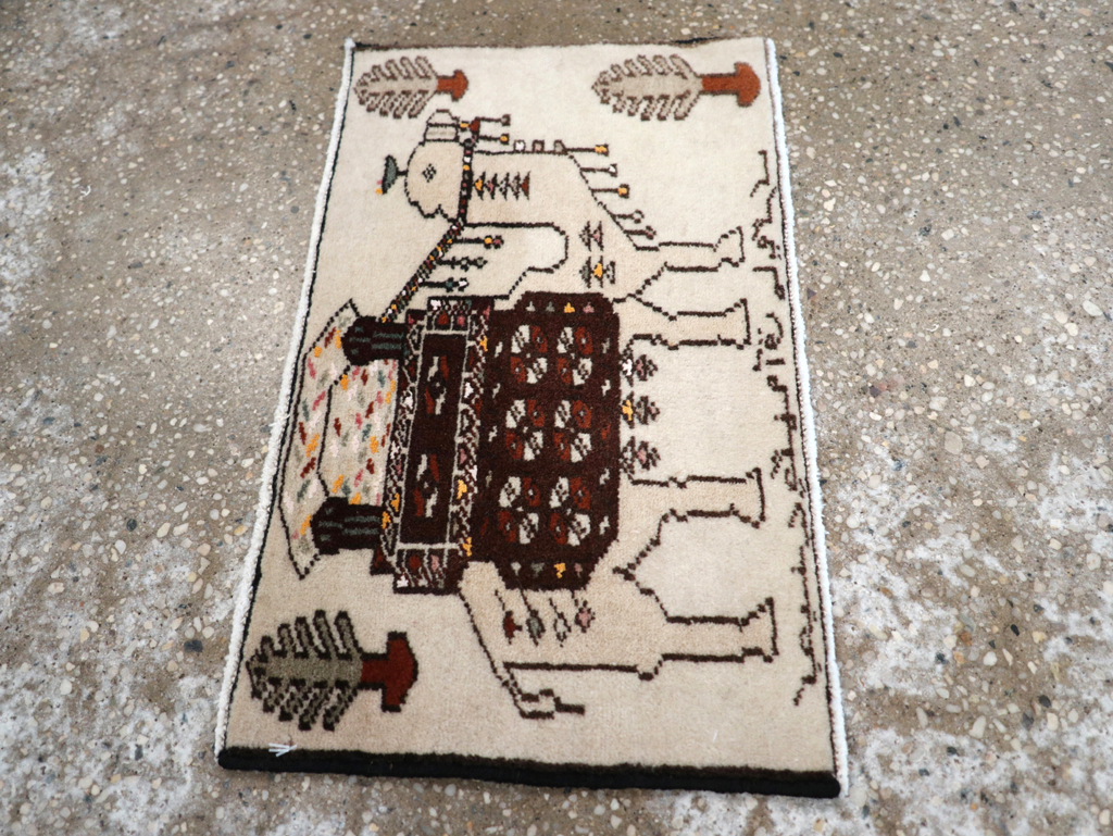 Vintage Persian Pictorial Baluch Rug (Pair: 1 of 2), No.27124 - Galerie Shabab