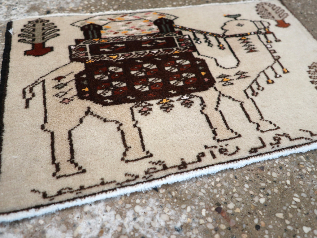 Vintage Persian Pictorial Baluch Rug (Pair: 1 of 2), No.27124 - Galerie Shabab