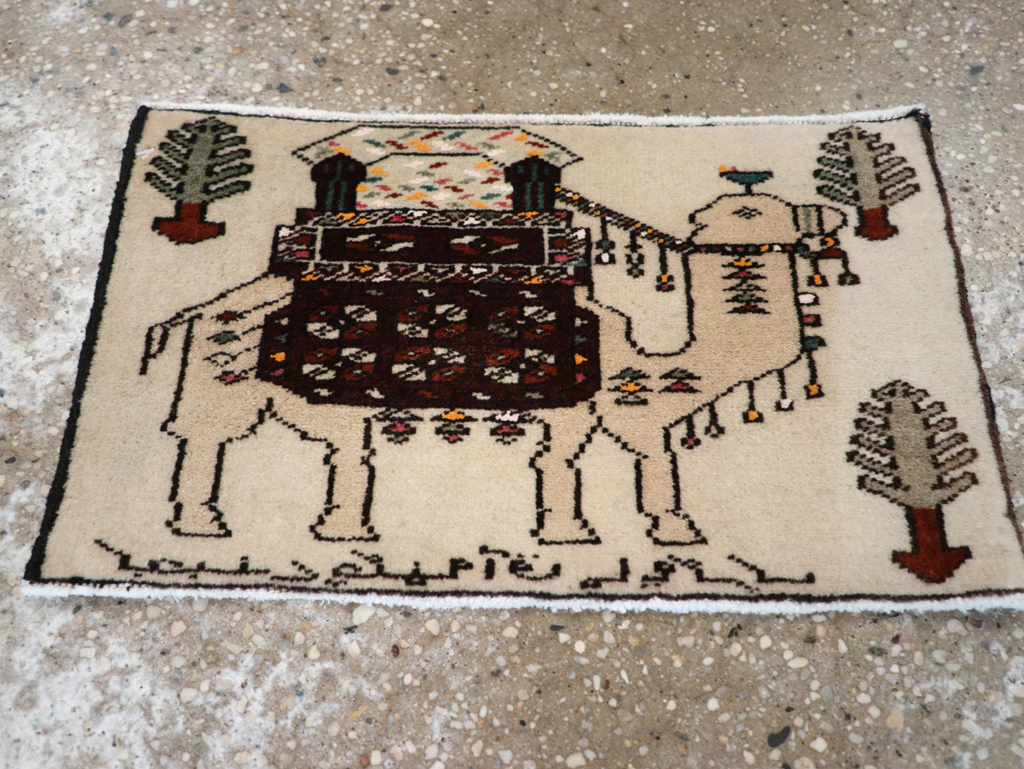 Vintage Persian Pictorial Baluch Rug (Pair: 2 of 2), No.27125 - Galerie Shabab