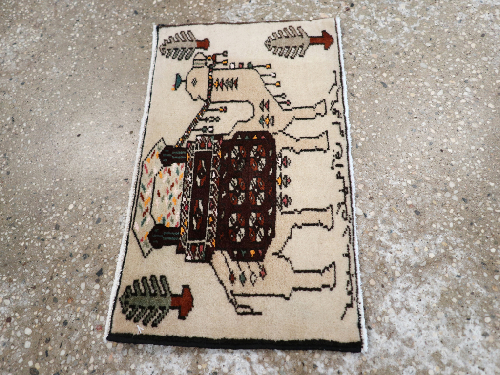 Vintage Persian Pictorial Baluch Rug (Pair: 2 of 2), No.27125 - Galerie Shabab