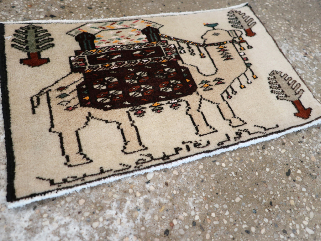 Vintage Persian Pictorial Baluch Rug (Pair: 2 of 2), No.27125 - Galerie Shabab