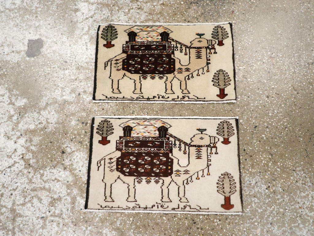 Vintage Persian Pictorial Baluch Rug (Pair: 2 of 2), No.27125 - Galerie Shabab