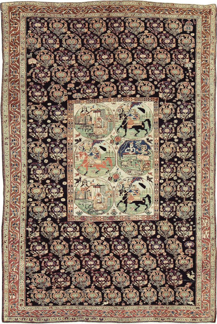 Antique Persian Pictorial Shiraz Carpet, No.27143 - Galerie Shabab