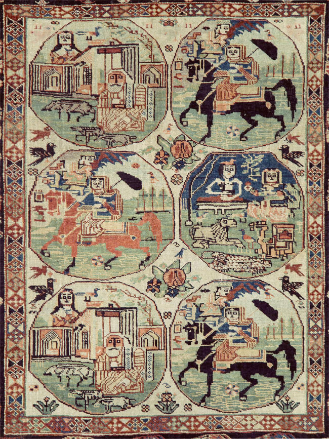 Antique Persian Pictorial Shiraz Carpet, No.27143 - Galerie Shabab