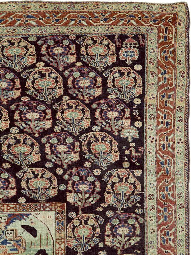 Antique Persian Pictorial Shiraz Carpet, No.27143 - Galerie Shabab