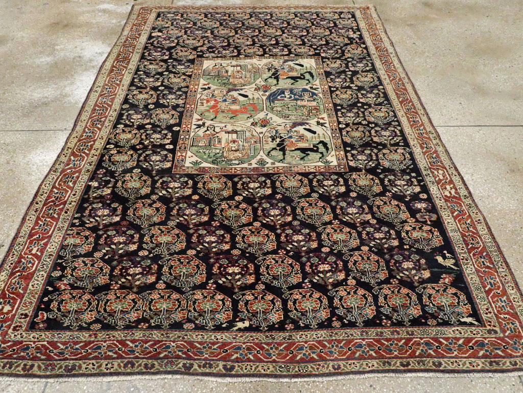 Antique Persian Pictorial Shiraz Carpet, No.27143 - Galerie Shabab