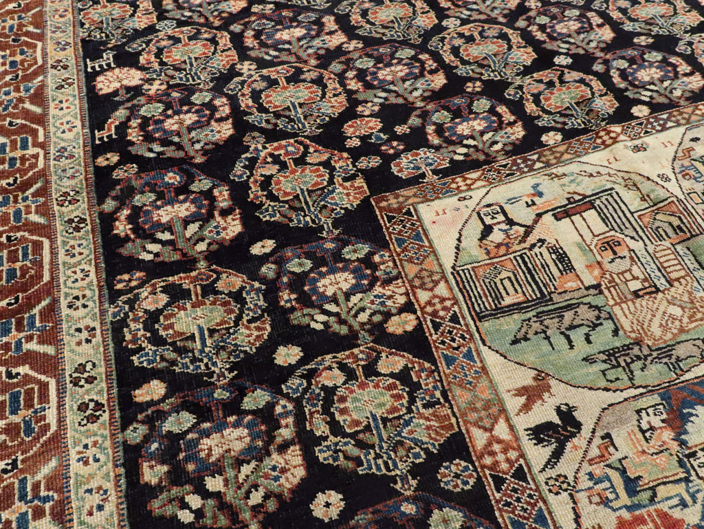 Antique Persian Pictorial Shiraz Carpet, No.27143 - Galerie Shabab