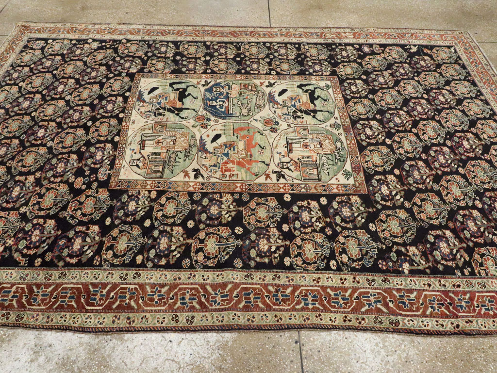 Antique Persian Pictorial Shiraz Carpet, No.27143 - Galerie Shabab