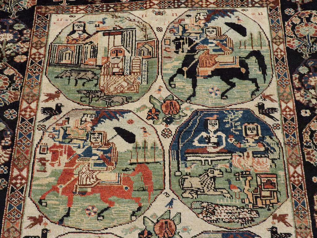 Antique Persian Pictorial Shiraz Carpet, No.27143 - Galerie Shabab