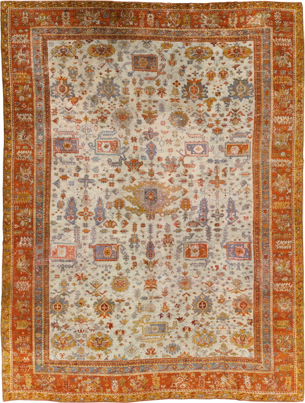 Antique Turkish Oushak Room Size Carpet, No.27254 - Galerie Shabab