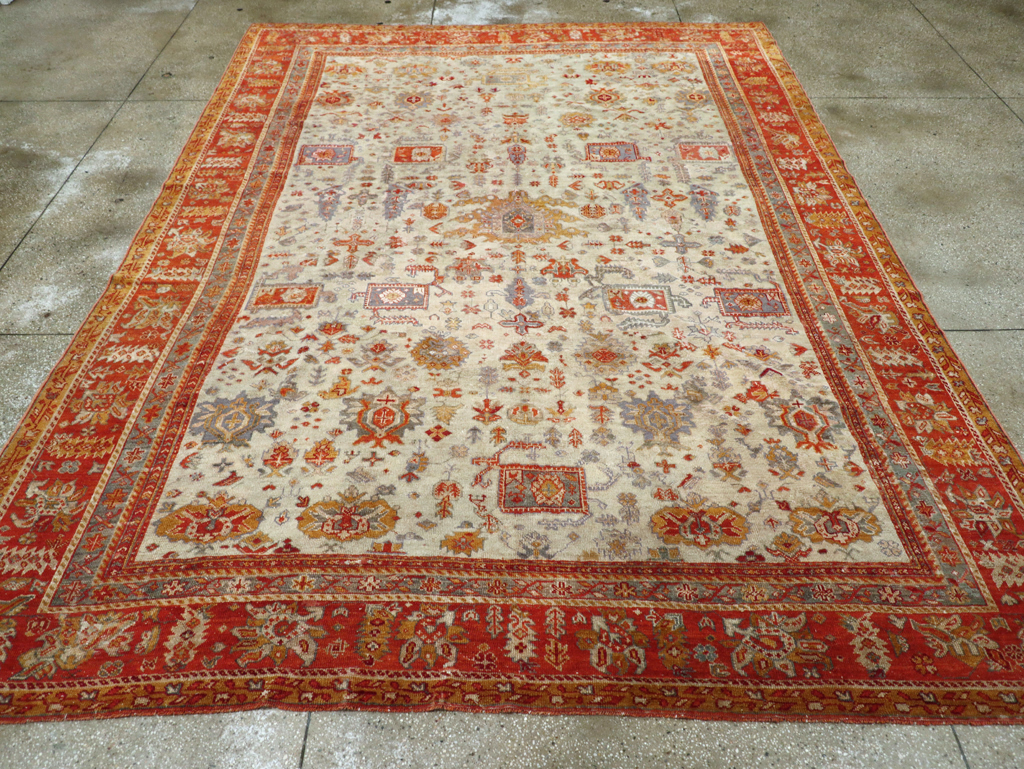 Antique Turkish Oushak Room Size Carpet, No.27254 - Galerie Shabab