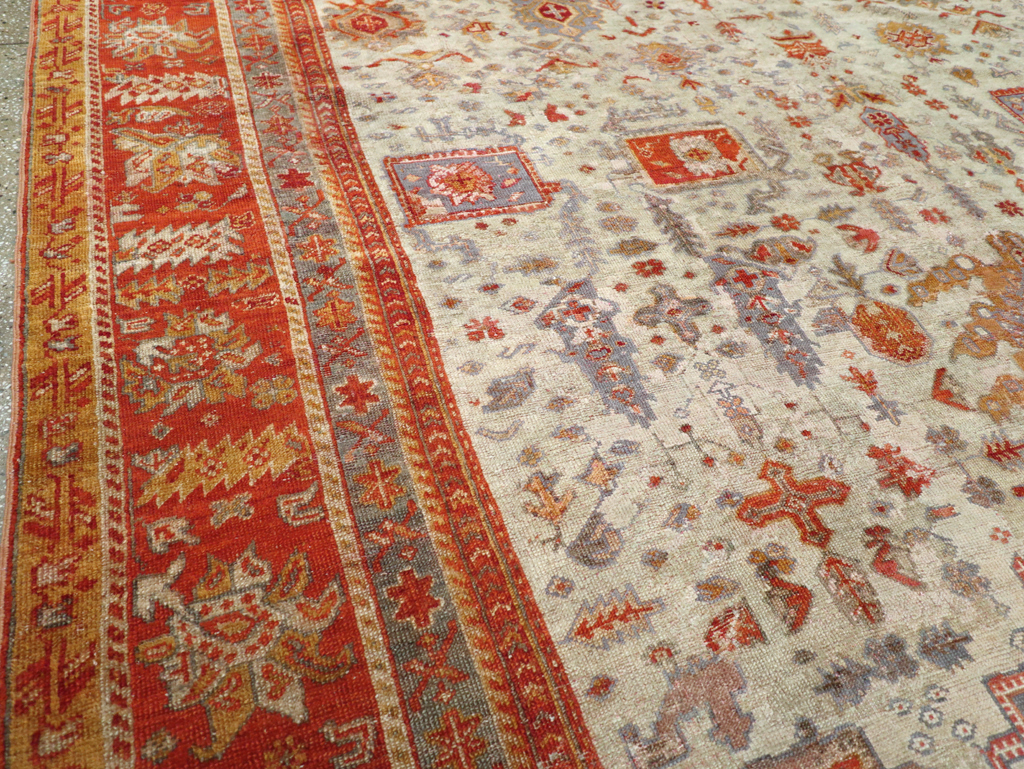 Antique Turkish Oushak Room Size Carpet, No.27254 - Galerie Shabab