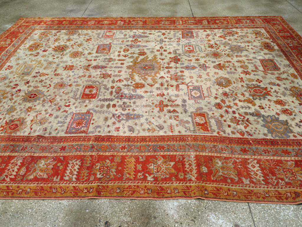 Antique Turkish Oushak Room Size Carpet, No.27254 - Galerie Shabab