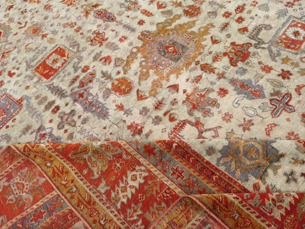 Antique Turkish Oushak Room Size Carpet, No.27254 - Galerie Shabab