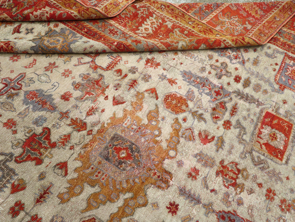 Antique Turkish Oushak Room Size Carpet, No.27254 - Galerie Shabab