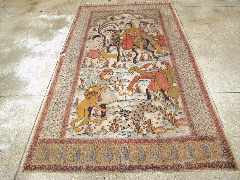 Vintage Persian Isfahan Ghalamkari Textile, No.27284 - Galerie Shabab