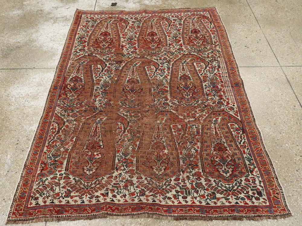 Distressed Antique Persian Afshar Accent Rug, No.27285 - Galerie Shabab
