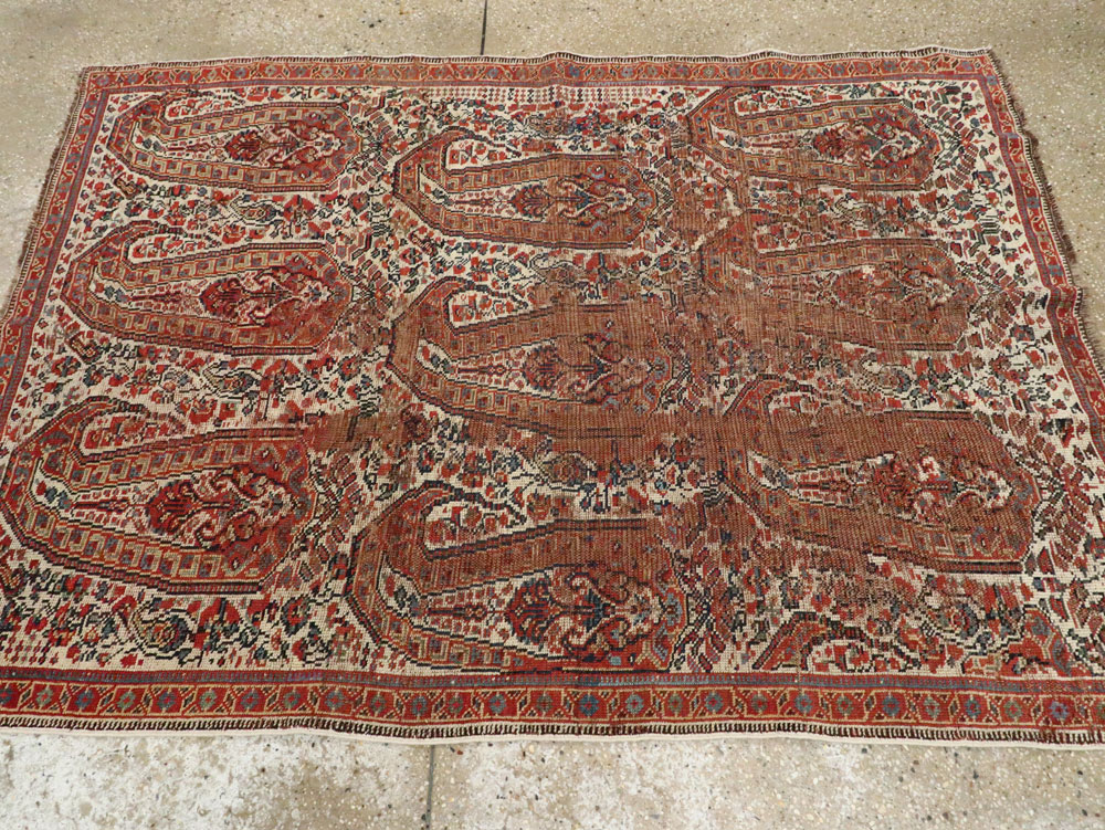 Distressed Antique Persian Afshar Accent Rug, No.27285 - Galerie Shabab