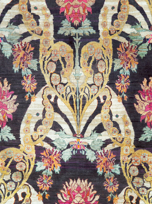 Antique Turkish Silk Square Room Size Carpet, No.27286 - Galerie Shabab