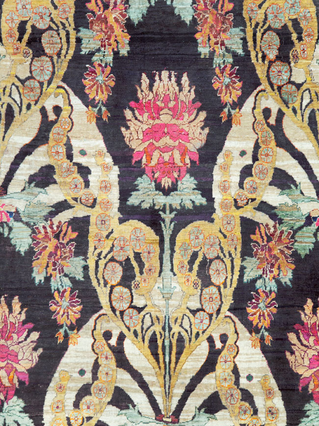 Antique Turkish Silk Square Room Size Carpet, No.27286 - Galerie Shabab