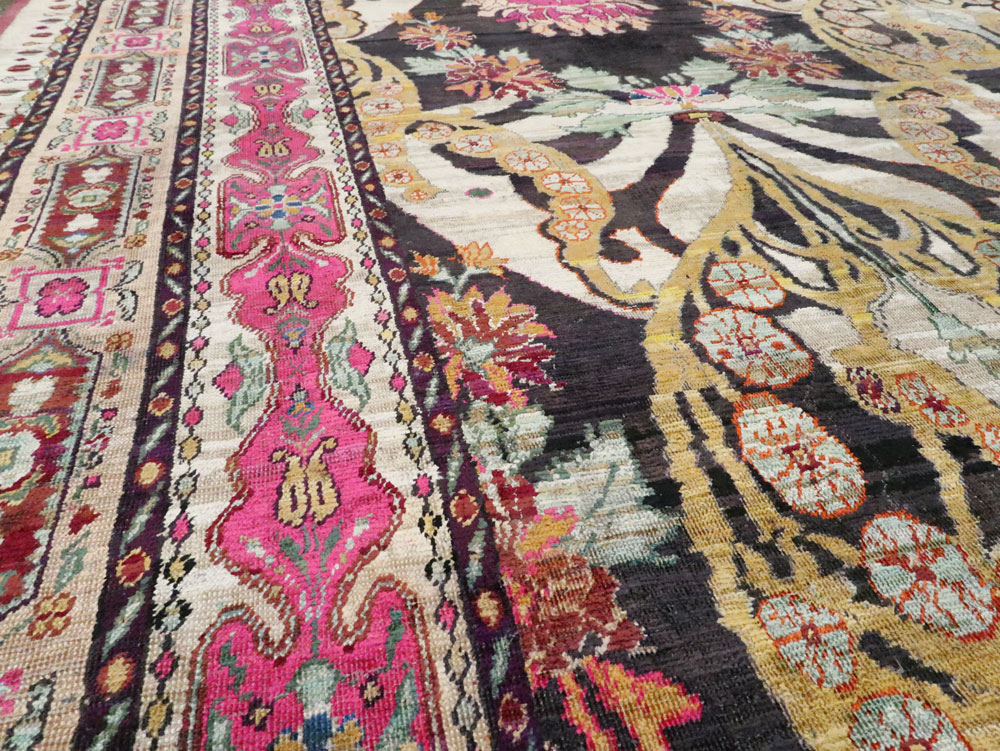 Antique Turkish Silk Square Room Size Carpet, No.27286 - Galerie Shabab