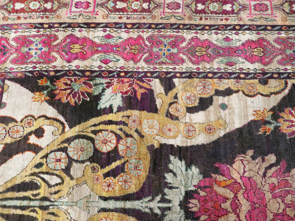 Antique Turkish Silk Square Room Size Carpet, No.27286 - Galerie Shabab