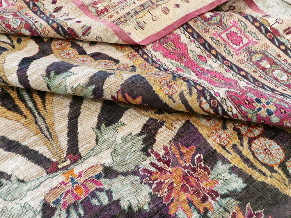 Antique Turkish Silk Square Room Size Carpet, No.27286 - Galerie Shabab