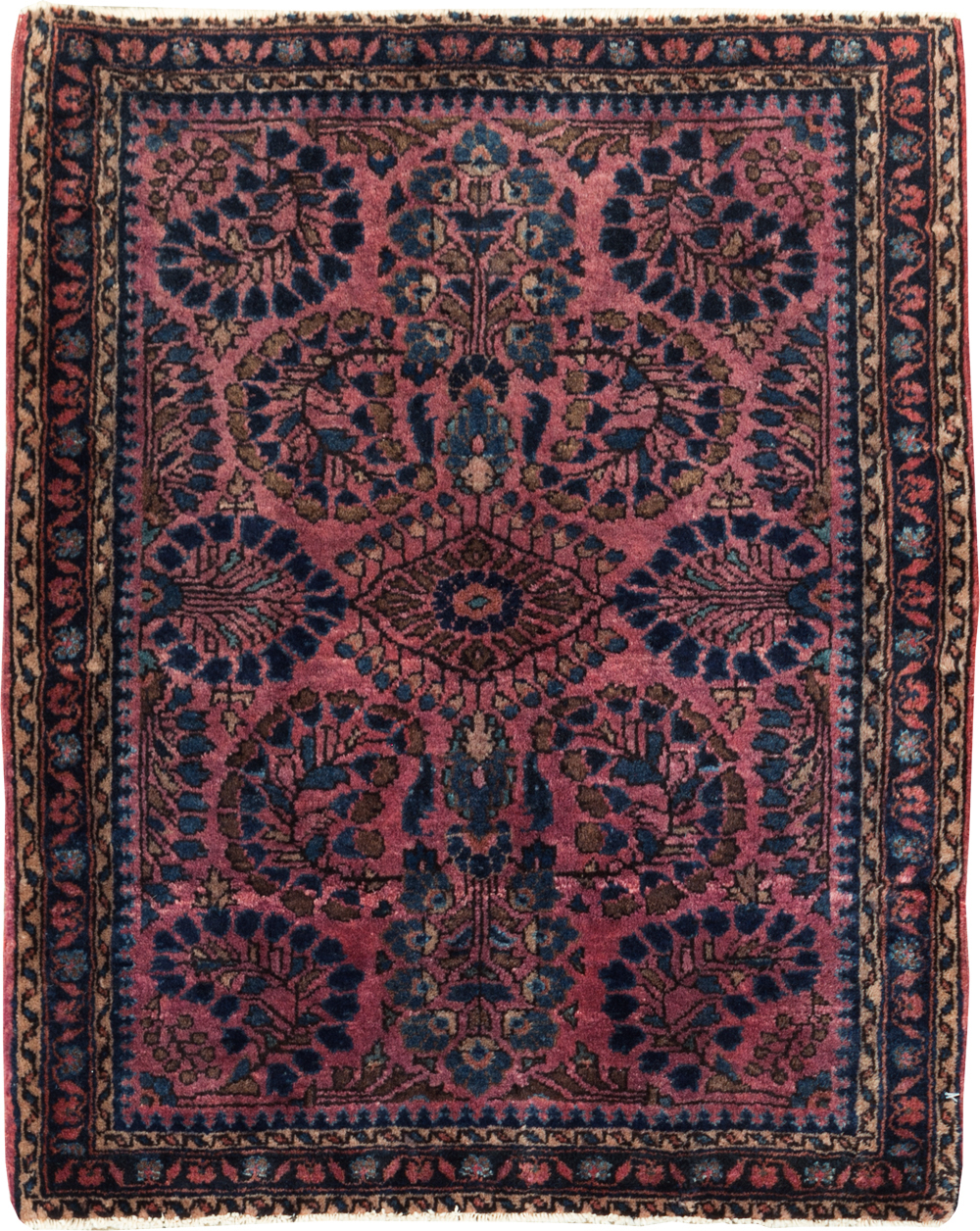Vintage Persian Sarouk Throw Rug, No.27289 - Galerie Shabab