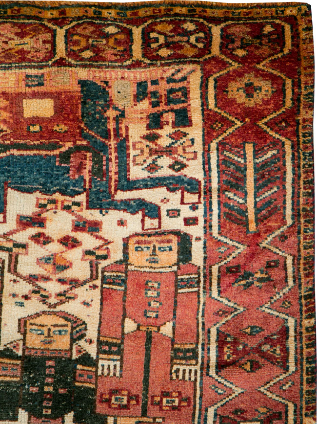 Vintage Persian Bakhtiari Pictorial Rug, No.27318 - Galerie Shabab
