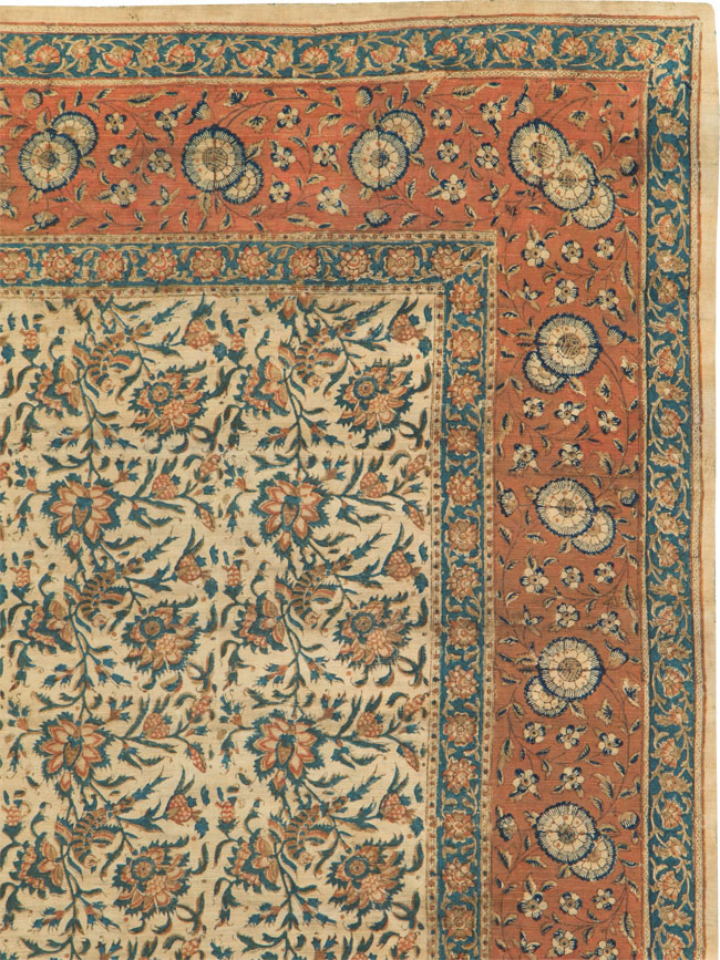 Vintage Persian Isfahan Ghalamkari Square Textile, No.27332 - Galerie Shabab