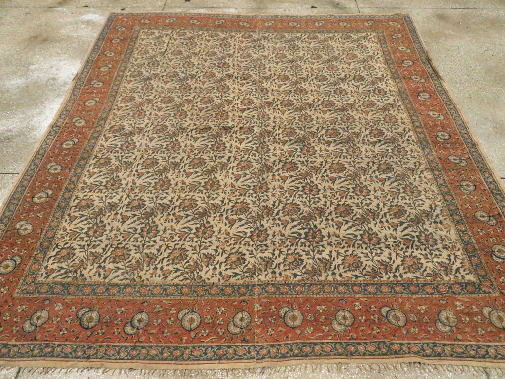Vintage Persian Isfahan Ghalamkari Square Textile, No.27332 - Galerie Shabab