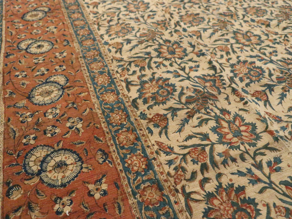 Vintage Persian Isfahan Ghalamkari Square Textile, No.27332 - Galerie Shabab