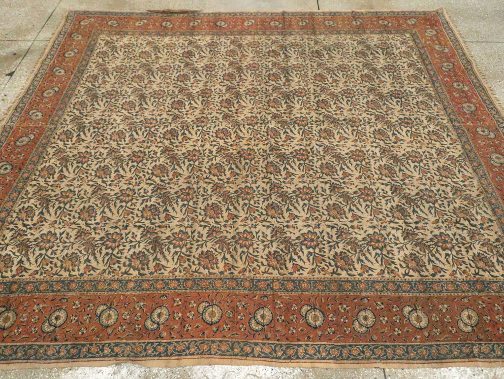 Vintage Persian Isfahan Ghalamkari Square Textile, No.27332 - Galerie Shabab