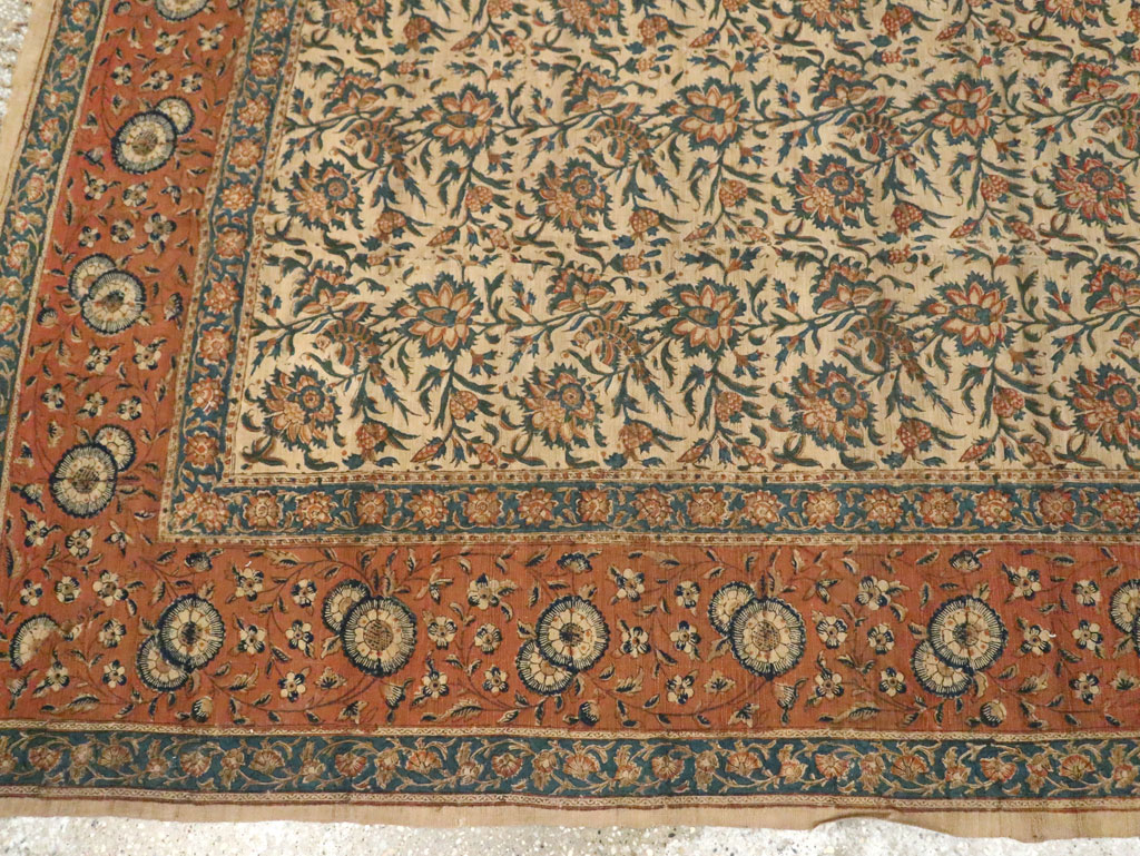 Vintage Persian Isfahan Ghalamkari Square Textile, No.27332 - Galerie Shabab