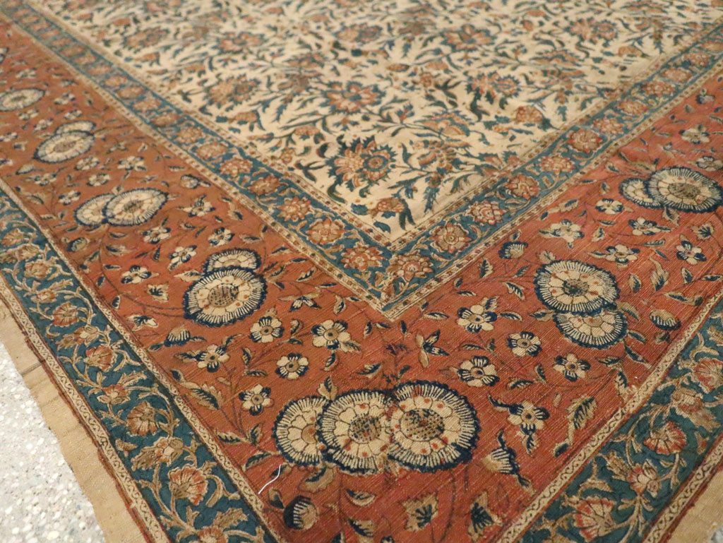 Vintage Persian Isfahan Ghalamkari Square Textile, No.27332 - Galerie Shabab