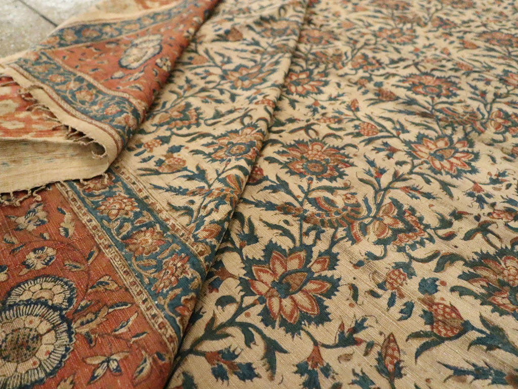 Vintage Persian Isfahan Ghalamkari Square Textile, No.27332 - Galerie Shabab