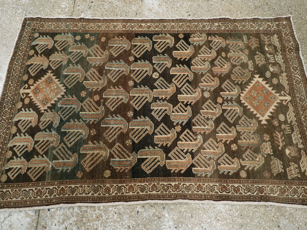 Vintage Persian Malayer Throw Rug, No.27338 - Galerie Shabab