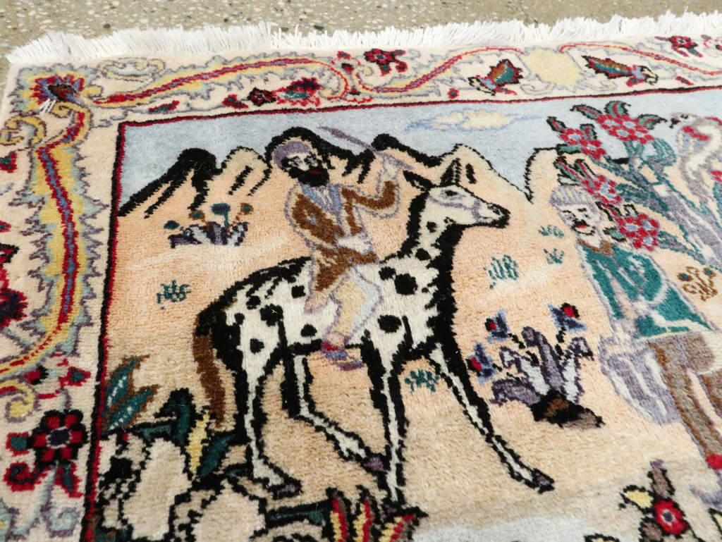 Vintage Persian Tabriz Pictorial Rug, No.27347 - Galerie Shabab